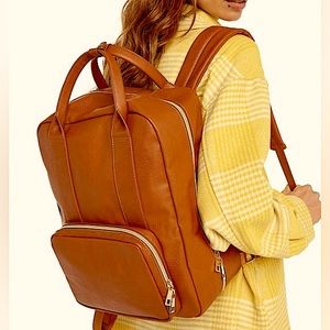 JustFab ShoeDazzle Tan Cognac Essentials Backpack NWT